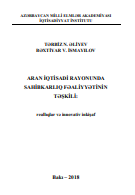 Aran iqtisadi rayonunda sahibkarlıq fəaliyyətinin təşkili:reallıqlar və innovativ inkişaf