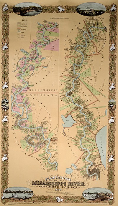 Missisipi çayındakı Natçezdən Yeni Orleana qədər plantasiyalar, 1858
