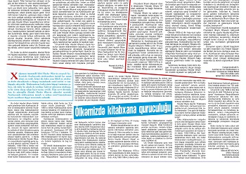 "MEK direktorunun Respublika qəzetində dərc olunan \"Ölkəmizdə kitabxana quruculuğu\" adlı məqaləsi"